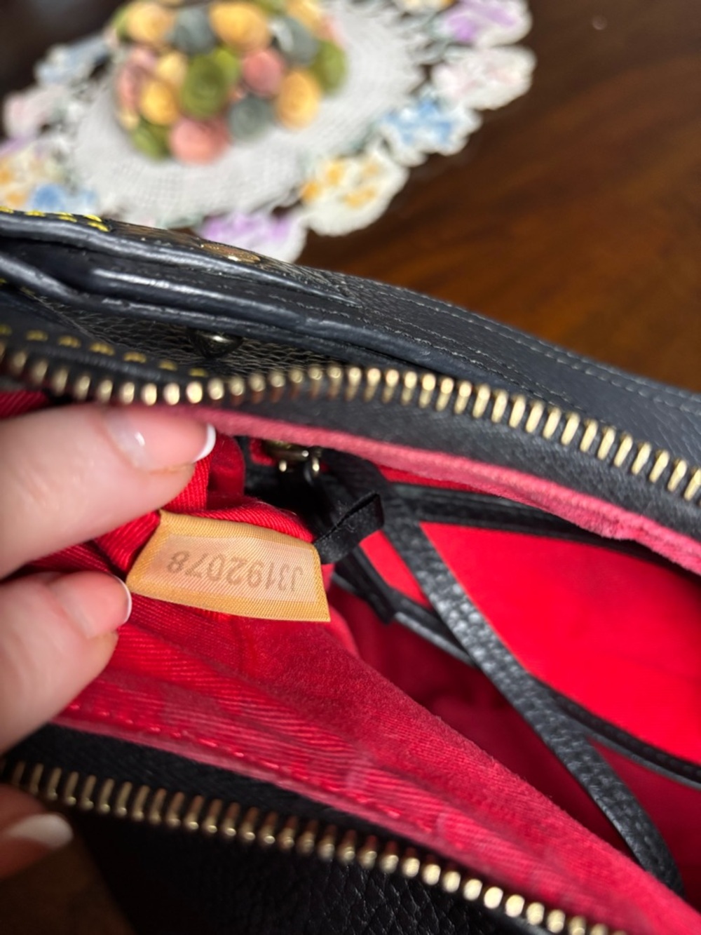 Dooney & Bourke Pebbled Leather Hobo Bag Black Yellow Stitch Shoulder Bag - Picture 15 of 15